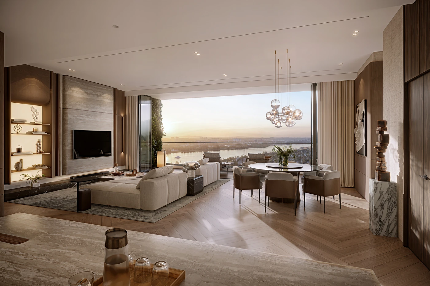 Three-bedroom living room at The Magnolia